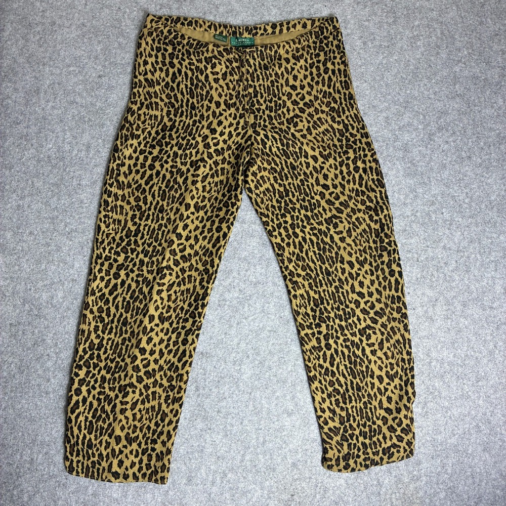 Lauren Ralph Lauren Women's Size PS 100% Silk Leopard Print Pants